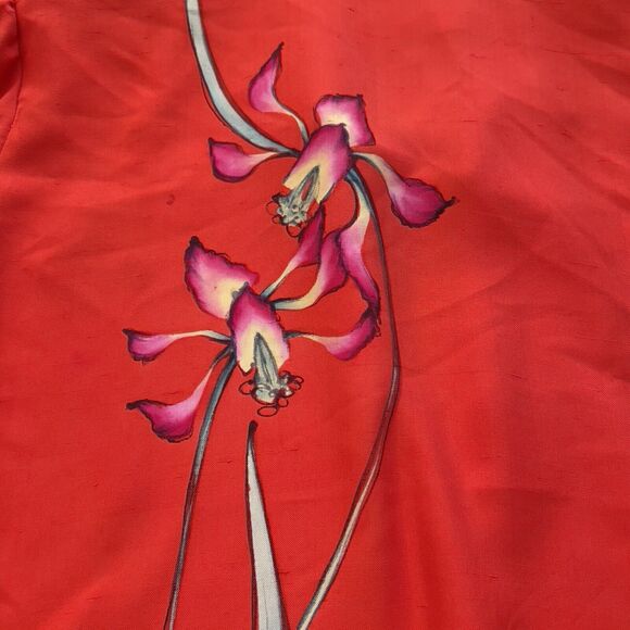 Vintage Yolanda Lorente Open Blazer Jacket 1X Floral Red Hand Painted 100% Silk - Picture 5 of 11